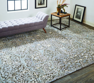 Havila Fine Rugs Larache H1752 Gray/Ivory/Blue Area Rug Lifestyle Image Feature