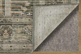 Feizy Augustine 39TVF Green/Black/Tan Area Rug Corner Image with Rug Pad