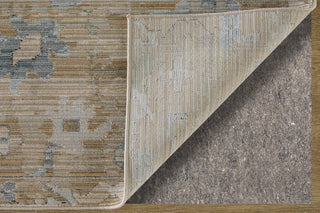 Feizy Augustine 39TXF Tan/Blue/Ivory Area Rug Corner Image with Rug Pad