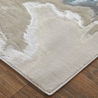 Feizy Jewel 39N3F Taupe / Blue Tan Area Rug Corner Image