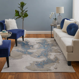 Feizy Jewel 39N3F Taupe / Blue Tan Area Rug Lifestyle Image Feature