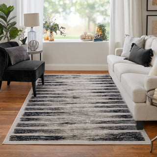 Feizy Jewel 39N7F Gray / Black Area Rug Lifestyle Image Feature
