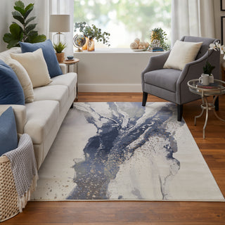 Feizy Mandana 39M0F Ivory / Blue Area Rug Lifestyle Image Feature