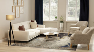 Feizy Mandana 39M1F Ivory / Taupe Blue Area Rug Lifestyle Image Feature