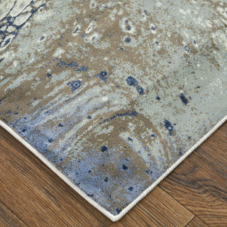 Feizy Mandana 39M1F Ivory / Taupe Blue Area Rug Corner Image