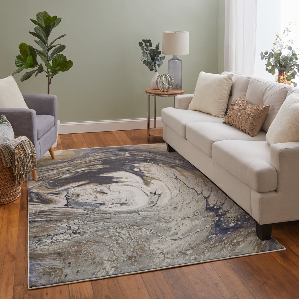 Feizy Mandana 39M1F Ivory / Taupe Blue Area Rug Lifestyle Image Feature
