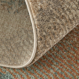 Feizy Eden 39QTF Brown/Tan/Blue Area Rug Corner Image with Rug Pad