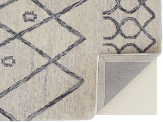 Feizy Hansel I I8038 Gray/Ivory Area Rug Corner Image with Rug Pad