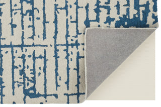Feizy Dineen I8040 Ivory/Blue Area Rug Corner Image with Rug Pad