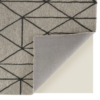 Feizy Lusk I8083 Taupe/Black Area Rug Corner Image with Rug Pad