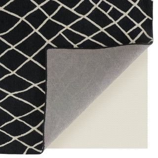 Feizy Lusk I8085 Black/Ivory Area Rug Corner Image with Rug Pad