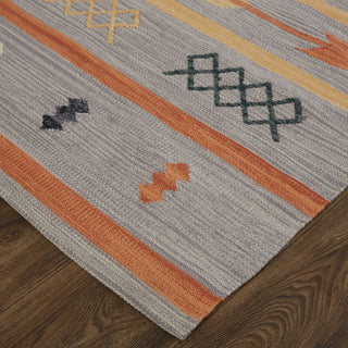Feizy Dharma I0760 Gray/Orange Area Rug Corner Image