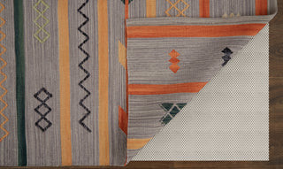 Feizy Dharma I0760 Gray/Orange Area Rug Corner Image with Rug Pad