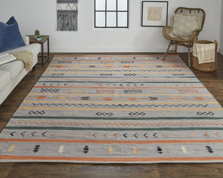 Feizy Dharma I0760 Gray/Orange Area Rug Lifestyle Image Feature