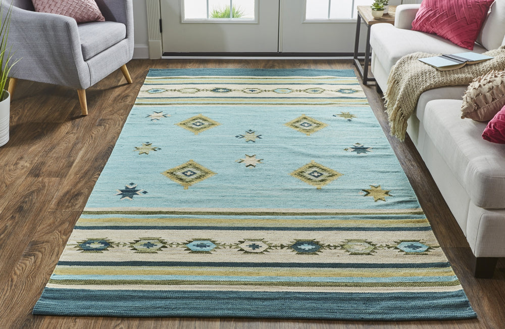 Feizy Dharma I0762 Blue/Green/Tan Area Rug Lifestyle Image Feature