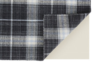 Feizy Jemma I8049 Black/White/Blue Area Rug Corner Image with Rug Pad