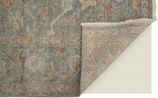 Havila Fine Rugs Mughal S1766 Blue/Taupe/Red Area Rug Corner Image with Rug Pad