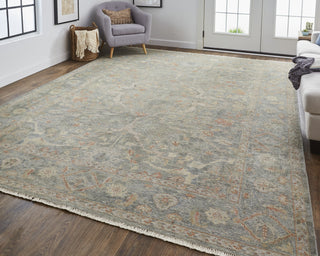 Havila Fine Rugs Mughal S1766 Blue/Taupe/Red Area Rug Lifestyle Image Feature