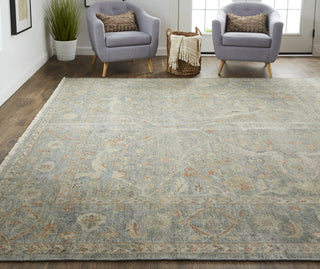 Havila Fine Rugs Mughal S1766 Blue/Taupe/Red Area Rug Lifestyle Image Feature