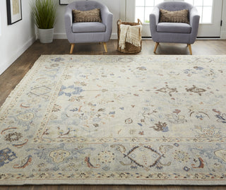 Havila Fine Rugs Mughal S1766 Gray/Tan/Blue Area Rug Lifestyle Image Feature