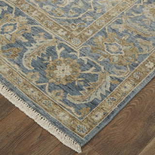 Havila Fine Rugs Mughal S1770 Blue/Taupe/Ivory Area Rug Corner Image