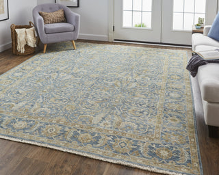 Havila Fine Rugs Mughal S1770 Blue/Taupe/Ivory Area Rug Lifestyle Image Feature