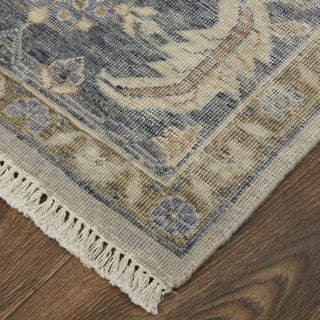Havila Fine Rugs Mughal S1770 Tan/Blue/Gray Area Rug Corner Image