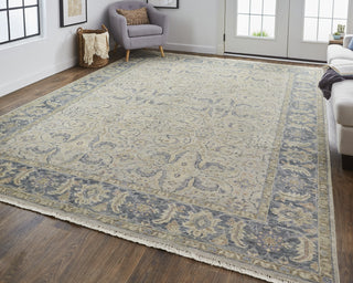 Havila Fine Rugs Mughal S1770 Tan/Blue/Gray Area Rug Lifestyle Image Feature