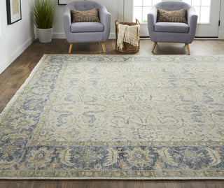 Havila Fine Rugs Mughal S1770 Tan/Blue/Gray Area Rug Lifestyle Image Feature