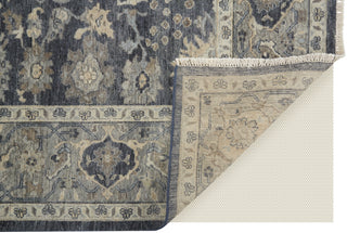 Havila Fine Rugs Mughal S1828 Gray/Taupe/Ivory Area Rug Corner Image with Rug Pad