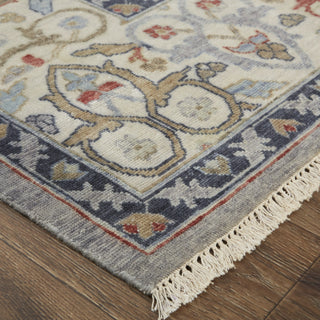 Havila Fine Rugs Mughal S1833 Gray/Ivory/Blue Area Rug Corner Image