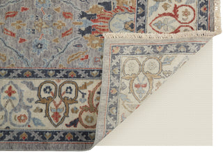 Havila Fine Rugs Mughal S1833 Gray/Ivory/Blue Area Rug Corner Image with Rug Pad