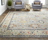 Havila Fine Rugs Mughal S1833 Gray/Ivory/Blue Area Rug Lifestyle Image Feature
