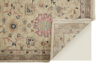 Havila Fine Rugs Mughal S1834 Ivory/Pink/Blue Area Rug Corner Image with Rug Pad