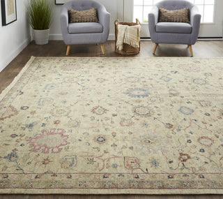 Havila Fine Rugs Mughal S1834 Ivory/Pink/Blue Area Rug Lifestyle Image Feature