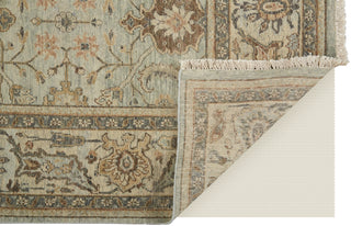 Havila Fine Rugs Mughal S1839 Tan/Brown/Gray Area Rug Corner Image with Rug Pad