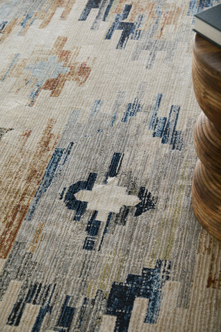 Feizy Melrose 39ULF Ivory/Blue/Brown Area Rug Lifestyle Image Feature