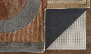 Feizy Nash 8849F Tan/Brown/Gray Area Rug Corner Image with Rug Pad
