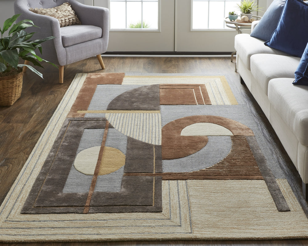 Feizy Nash 8849F Tan/Brown/Gray Area Rug Lifestyle Image Feature