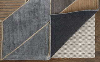 Feizy Nash 8852F Brown/Tan/Gray Area Rug Corner Image with Rug Pad