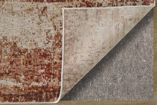 Feizy Pearson 39UEF Ivory/Red/Tan Area Rug Corner Image with Rug Pad