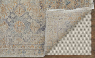 Feizy Rowen 69ALF Tan/Ivory/Orange Area Rug Corner Image with Rug Pad