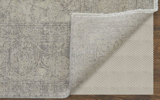 Feizy Rowen 69AMF Gray/Taupe/Ivory Area Rug Corner Image with Rug Pad