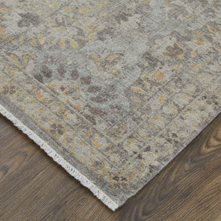 Feizy Rowen 69AVF Taupe/Gray/Orange Area Rug Corner Image
