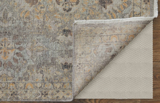 Feizy Rowen 69AVF Taupe/Gray/Orange Area Rug Corner Image with Rug Pad