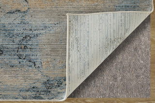 Feizy Sonora 39U9F Blue/Ivory/Tan Area Rug Corner Image with Rug Pad