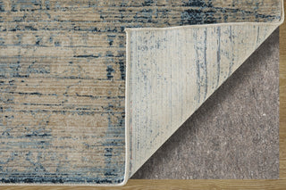 Feizy Sonora 39UAF Blue/Ivory/Gray Area Rug Corner Image with Rug Pad