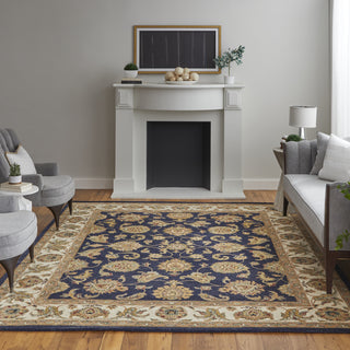 Feizy Wagner 8944F Blue/Tan/Gold Area Rug Lifestyle Image Feature