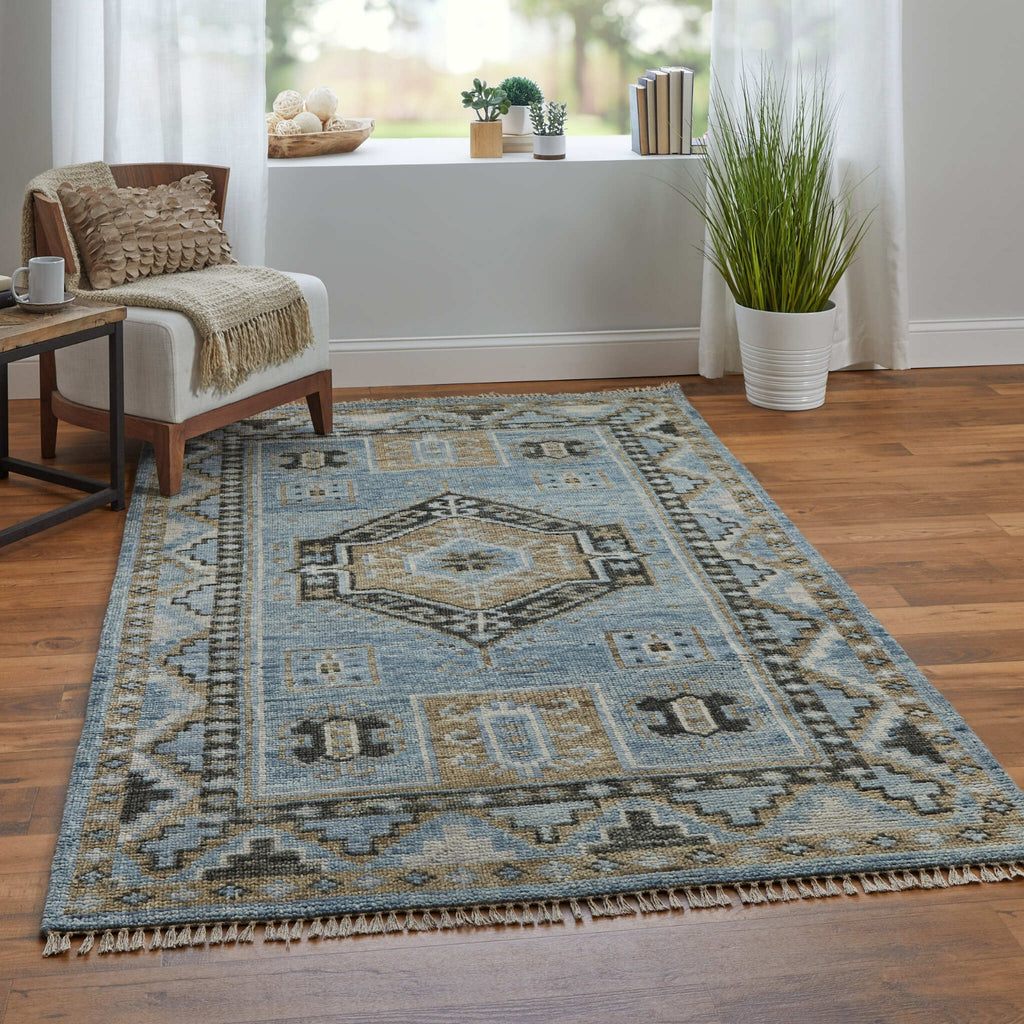 Feizy Fillmore 6935F Blue/Green Area Rug Lifestyle Image Feature