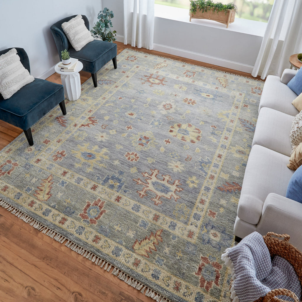 Feizy Fillmore 6954F Blue/Taupe/Gray Area Rug Lifestyle Image Feature